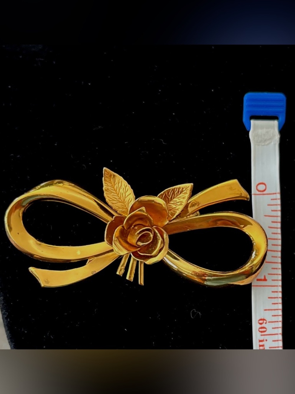 Coro Pegasus Gold-Tone Rose and Bow Brooch - Picture 7 of 8
